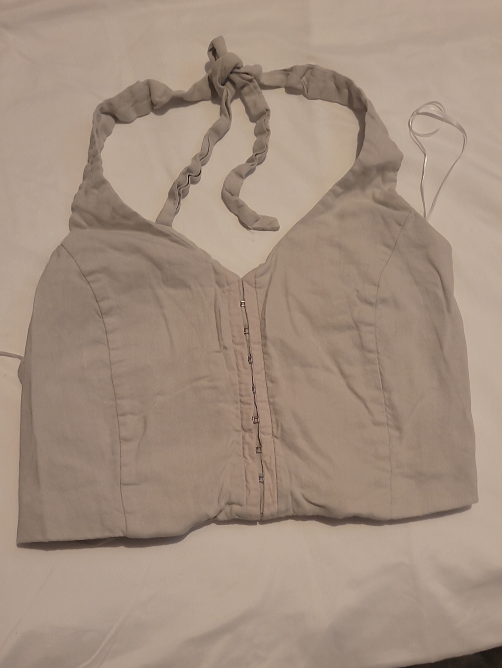 Light Gray Halter Hook-Front Crop Top